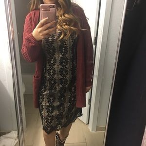 Sexy cream/black lace dress